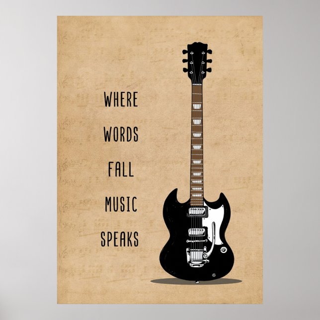 Music Art Where Words Fall Music Speaks Poster (Front)