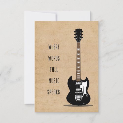 Music Art Where Words Fall Music Speaks Thank You Card