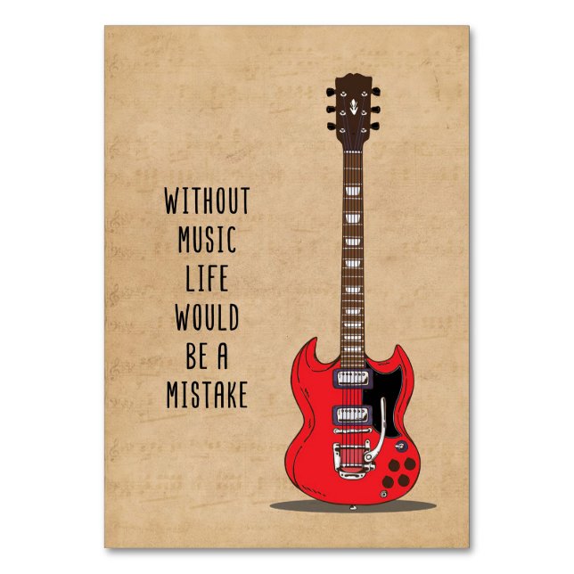 Music Art Without Music Life Would Be A Mistake Table Number (Front)