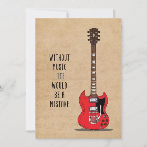 Music Art Without Music Life Would Be A Mistake Thank You Card