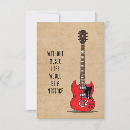 Music Art Without Music Life Would Be A Mistake Thank You Card
