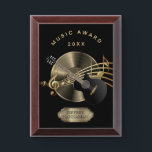 Music Award - Black and Gold Plaque<br><div class="desc">⭐⭐⭐⭐⭐ 5 Star Review. 🥇AN ORIGINAL COPYRIGHT ART DESIGN by Donna Siegrist ONLY AVAILABLE ON ZAZZLE! Music Award in black and gold. 📌If you need further customization, please click the "Click to Customize further" or "Customize or Edit Design "button and use our design tool to resize, rotate, change text color,...</div>