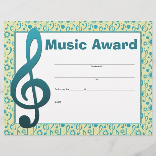 Music Award Certificate | Zazzle.com