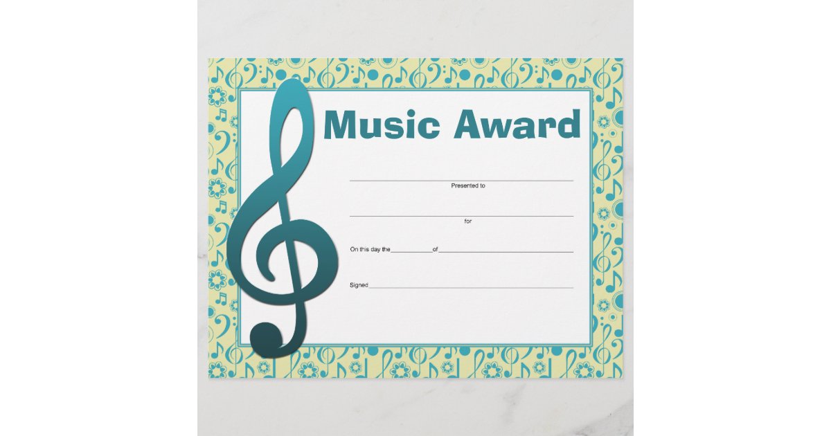 Music Award Certificate | Zazzle.com