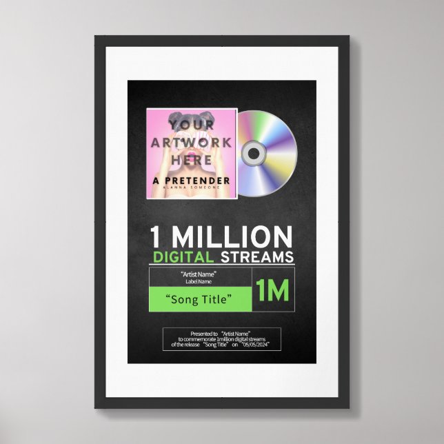 Music Award for Streaming Poster Paper (Matte) (Framed Front)