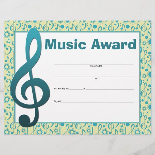 Music Award Studio Teacher Student Certificate