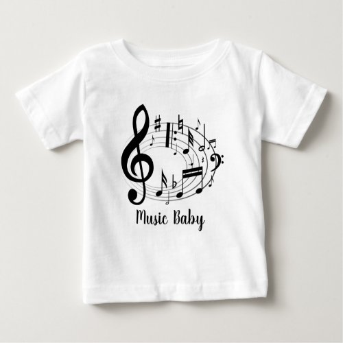 Music Baby Music Notes in Oval Shape Baby T_Shirt