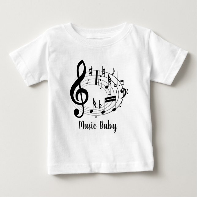 Music Baby Music Notes in Oval Shape Baby T-Shirt (Front)