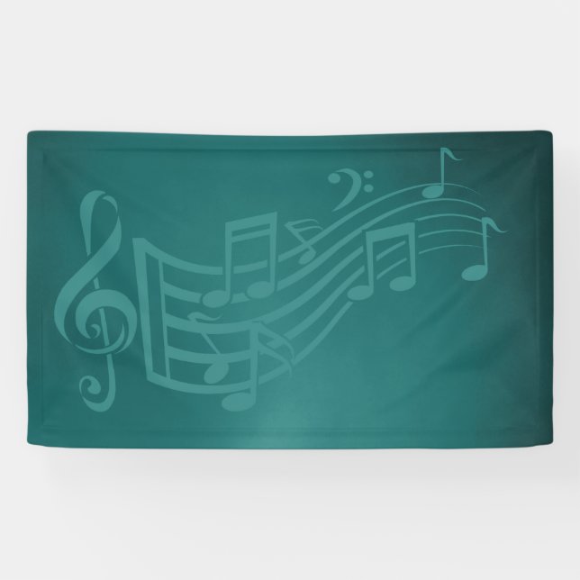 Music background or backdrop in teal banner (Horizontal)