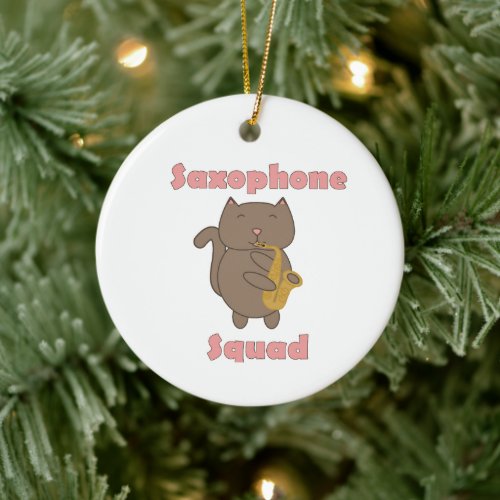 Music Band Kitty Saxophone Squad Personalize Ceramic Ornament