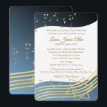Music Bar Mitzvah Blue and Gold Invitation<br><div class="desc">Golden music notes and Star of David,  elegant music Bar Mitzvah invitation in midnight blue,  white and gold,  updated from our original music in the air invitation,  this one offers a brighter gold and a more contrasting white background.  Personalize text and font styles as preferred.</div>
