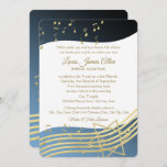 Music Bar Mitzvah Blue and Gold Invitation<br><div class="desc">Golden music notes and Star of David,  elegant music Bar Mitzvah invitation in midnight blue,  white and gold,  updated from our original music in the air invitation,  this one offers a brighter gold and a more contrasting white background.  Personalize text and font styles as preferred.</div>