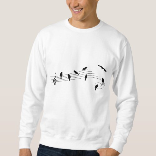 Music bar with birds like musical notes sweatshirt