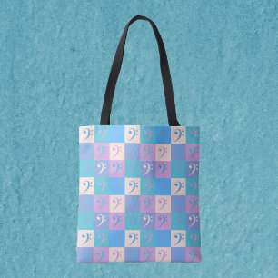 Music Bass Clef Pastel Pattern Tote Bag