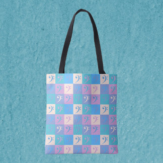 Music Bass Clef Pastel Pattern Tote Bag