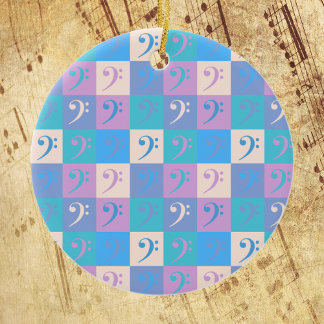 Music Bass Clef Pattern Pastel Colors Ceramic Ornament