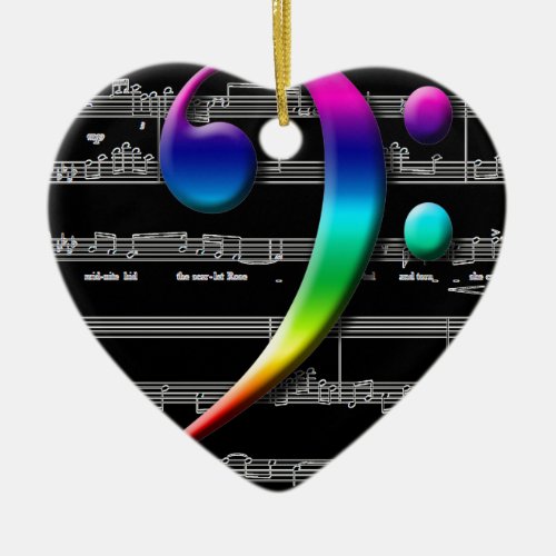 Music Bass Clef Rainbow Gifts Ceramic Ornament