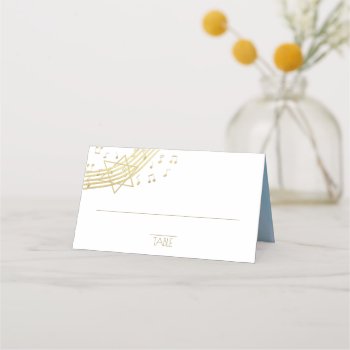 Music Bat Mitzvah Blue And Gold Seating Card by InBeTeen at Zazzle