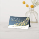 Music Bat Mitzvah Blue and Gold Seating Card<br><div class="desc">Music theme bar mitzvah seating tent card in dark blue and gold to compliment our invitations.</div>