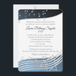 Music Bat Mitzvah Blue and Silver Invitation<br><div class="desc">Blue with silver music notes and Star of David,  Bat Mitzvah invitation.  Personalize text as preferred.</div>