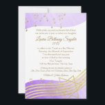 Music Bat Mitzvah Purple Watercolor and Gold2 Invitation<br><div class="desc">Pretty purple watercolor design with golden music notes and Star of David,  Bat Mitzvah invitation.  Personalize text as preferred.</div>