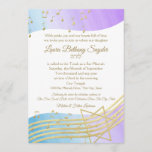 Music Bat Mitzvah Watercolor and Gold2 Invitation<br><div class="desc">Shades of youthful purples and blue watercolor design with golden music notes and Star of David,  Bat Mitzvah inviation.  Personalize text as preferred.</div>