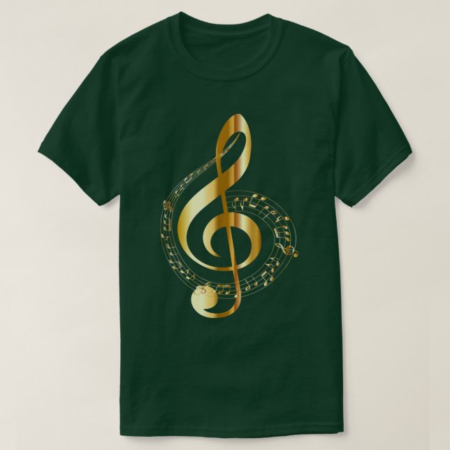 Music Beach Note Gold, Navy  T-Shirt (Design Front)