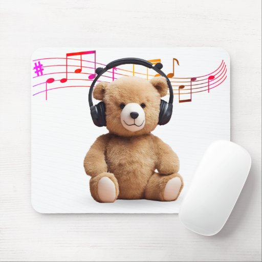 Music Bear With Headphones Mouse Pad