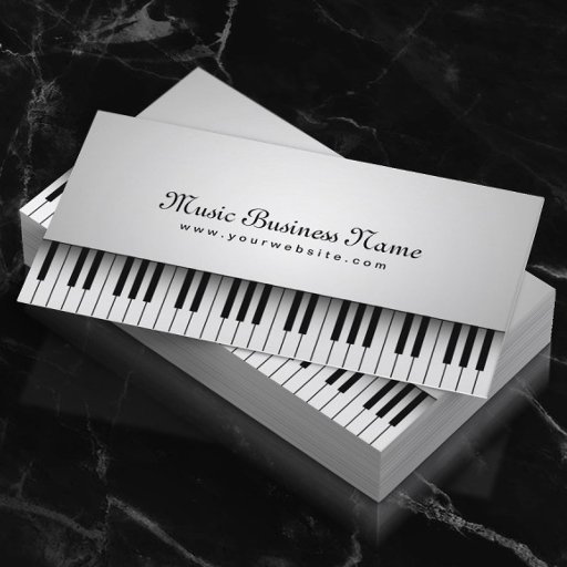 Customizable Beautiful White Grand Piano Music Business Card