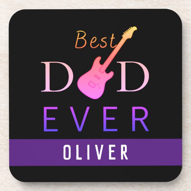 Music Best Dad Ever Cool Modern Fathers Day Beverage Coaster (Front)