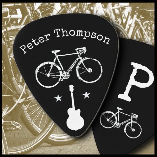 music  bicycle  personalized black guitar pick