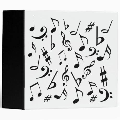 Music Binder _ White With Black Musical Notes