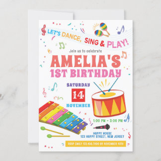 Music Birthday Invitation. Girl Birthday Invitation