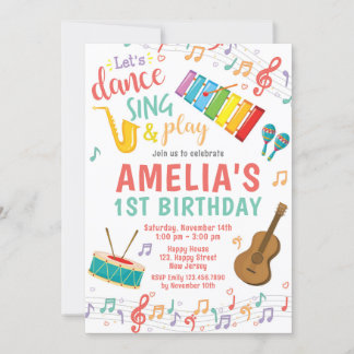 Music Birthday Invitation. Girl Birthday Invitation