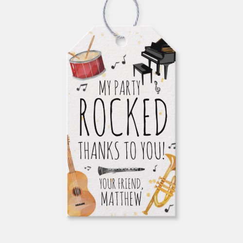 Music Birthday Party Favor Tags