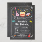 Music Birthday Party Invitation Chalkboard (Front/Back)