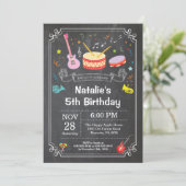 Music Birthday Party Invitation Chalkboard (Standing Front)