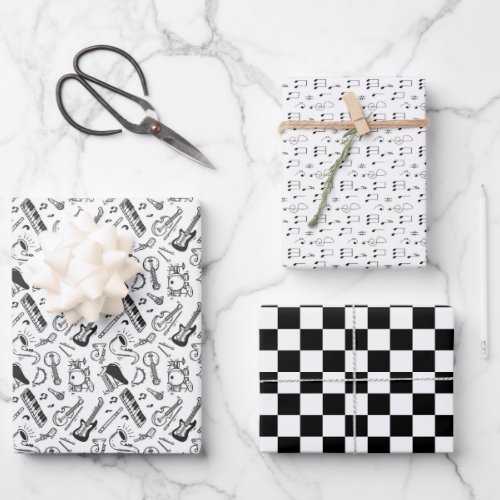 Music Black and White Wrapping Paper Sheets