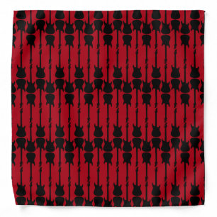 Music Black Electric Guitar Stripes, Dark Red Bandana