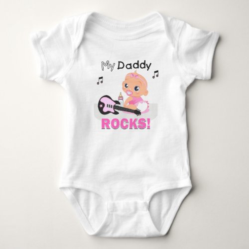 Music Bodysuit My Daddy Rocks Pink Guitar Infant Baby Bodysuit