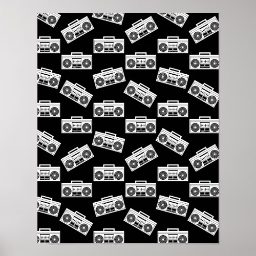 Music Boombox Print Art Pattern Boomboxes Black