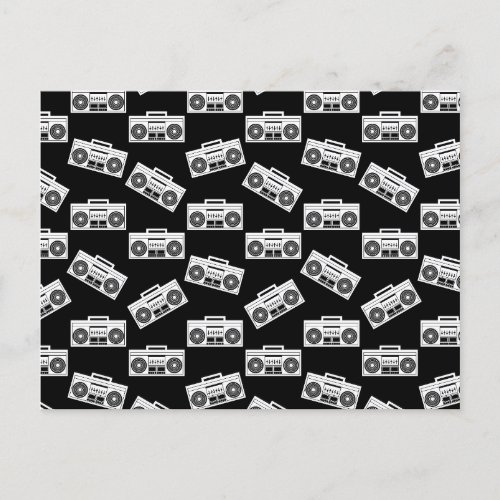 Music Boombox Print Art Pattern Boomboxes Black Announcement Postcard