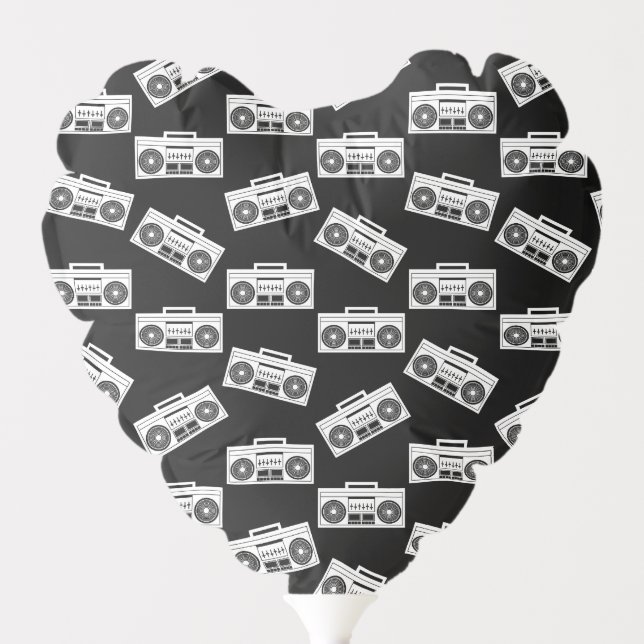 Music Boombox Print Art Pattern Boomboxes Black Balloon (Front)