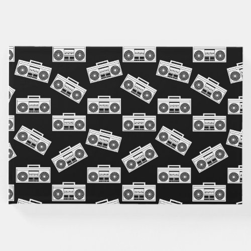 Music Boombox Print Art Pattern Boomboxes Black Guest Book