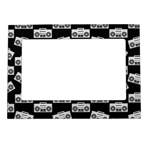 Music Boombox Print Art Pattern Boomboxes Black Magnetic Frame