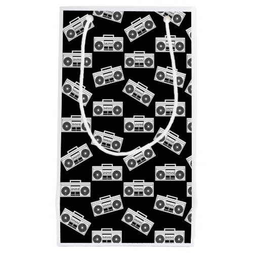 Music Boombox Print Art Pattern Boomboxes Black Small Gift Bag