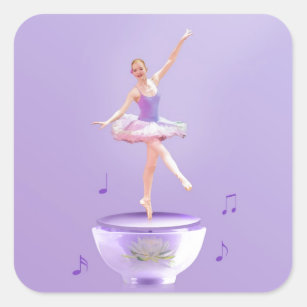 Music Box Ballerina Customizable Square Sticker