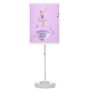 Music Box Ballerina in Purple and White Table Lamp