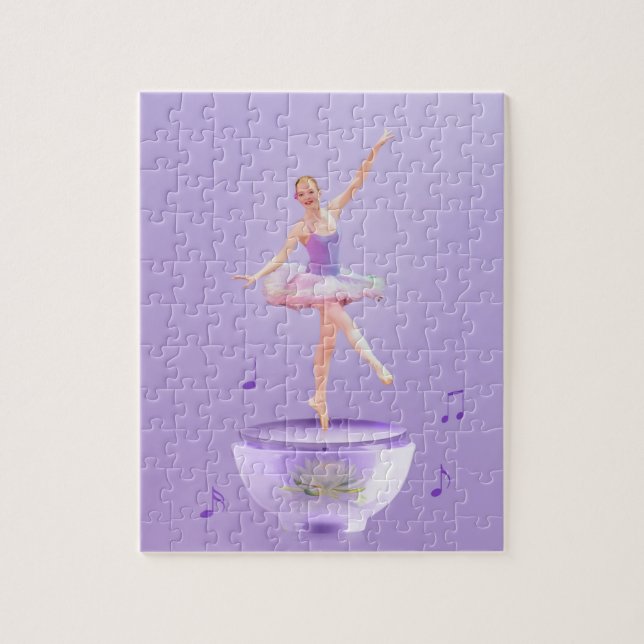 Music Box Ballerina with Water Lily, Monogram Jigsaw Puzzle (Vertical)