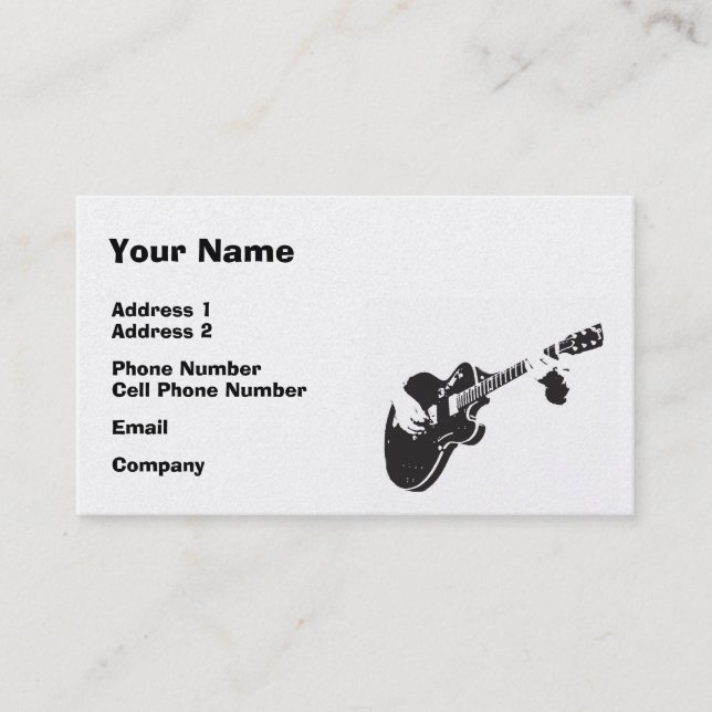 Music Business Card - Black Guitar (Front)